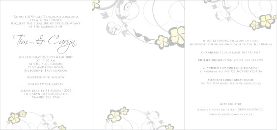 Wedding invite Tim & Caryn